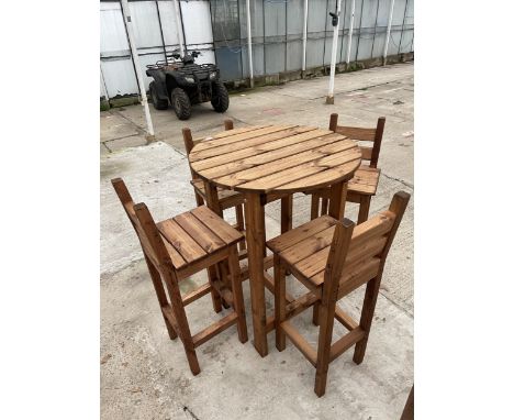 AN AS NEW EX DISPLAY CHARLES TAYLOR TALL BAR TABLE AND FOUR TALL BAR STOOLS *PLEASE NOTE VAT TO BE ADDED TO THE HAMMER PRICE 