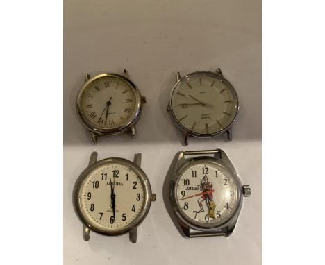 FOUR VINTAGE QUARTZ WATCH HEADS TO INCLUDE A TIMEX, JASODA, ETC 