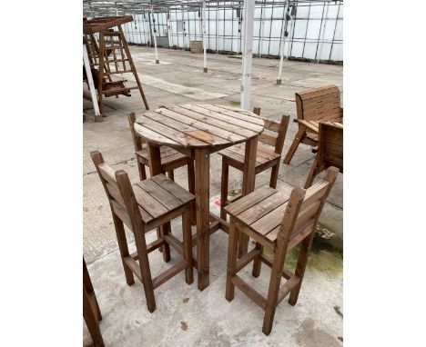 AN AS NEW EX DISPLAY CHARLES TAYLOR TALL BAR TABLE AND FOUR TALL BAR STOOLS *PLEASE NOTE VAT TO BE ADDED TO THE HAMMER PRICE 