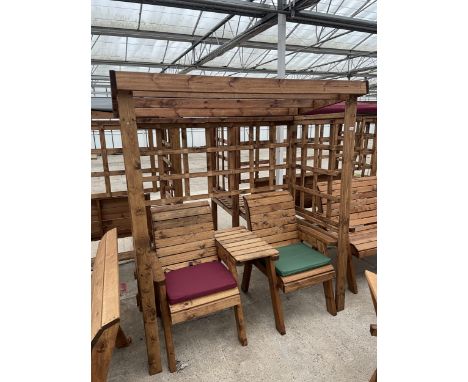 AN AS NEW EX DISPLAY CHARLES TAYLOR GARDEN ARBOUR WITH LOVE SEAT  *PLEASE NOTE VAT TO BE ADDED TO THE HAMMER PRICE ON THIS IT