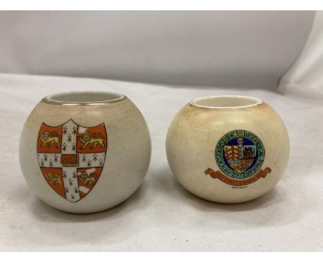 TWO VINTAGE CRESTED CARLTONWARE MATCH STRIKERS 