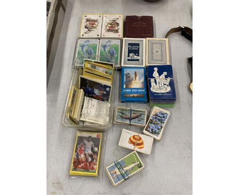 A MIXED LOT OF CIGARETTE CARDS, PLAYING CARDS ETC 