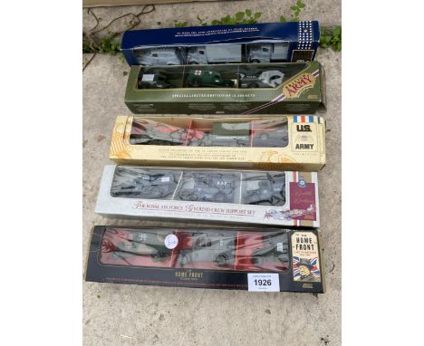 FIVE SETS OF THREE MODEL MILITARY VEHICLES 