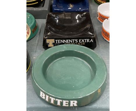 A TENNENT'S CERAMIC AND A S. A. BRAINS MELAMIME ASHTRAYS 