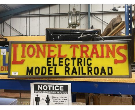 A LIONEL TRAINS ELECTRIC MODEL RAILROAD ILLUMINATED LIGHTBOX SIGN 