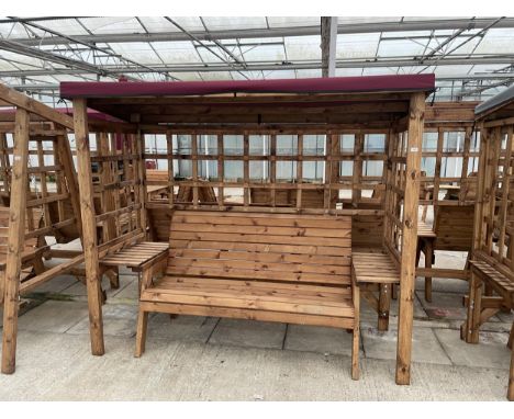 AN AS NEW EX DISPLAY CHARLES TAYLOR THREE SEATER GARDEN ARBOUR WITH CANOPY *PLEASE NOTE VAT TO BE ADDED TO THE HAMMER PRICE O