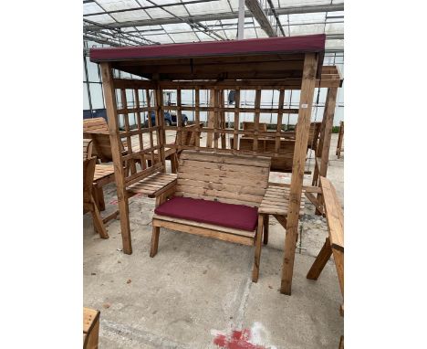 AN AS NEW EX DISPLAY CHARLES TAYLOR TWO SEATER GARDEN ARBOUR WITH CANOPY *PLEASE NOTE VAT TO BE ADDED TO THE HAMMER PRICE ON 