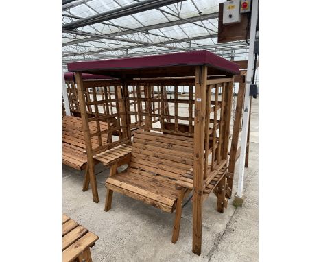 AN AS NEW EX DISPLAY CHARLES TAYLOR GARDEN ARBOUR WITH TWO SEATER BENCH*PLEASE NOTE VAT TO BE ADDED TO THE HAMMER PRICE ON TH