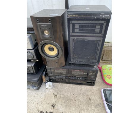PIONEER STEREO ITEMS AND A PIONEER SPEAKER AND TECHNICS SPEAKER ETC 