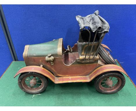 A VINTAGE FRENCH METAL MODEL CAR 19 INCHES LONG 