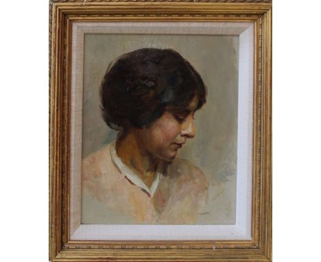 Ines Johnson (19th/ 20th century)A self portrait , bust length. Oil on board, 29 x 23cmProvenance: Purchased from the Artist'