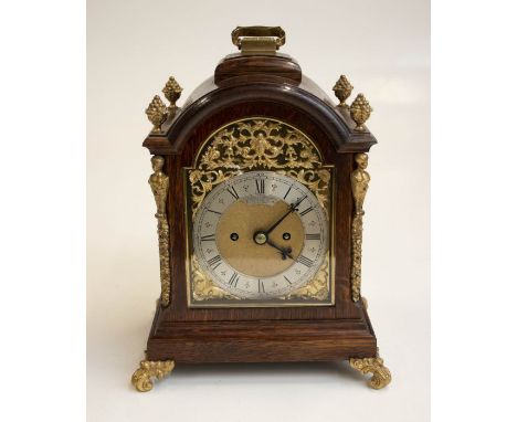 A good late Victorian bracket clock by Goldsmiths and Silversmiths at 112 Regent Street, London. (C 1908) Fusee, two-train mo