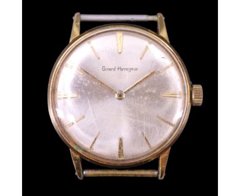 A 1960s Girard-Perregaux wristwatch, having a 17 jewel manual wind movement and radially-brushed silver face with gilt baton 