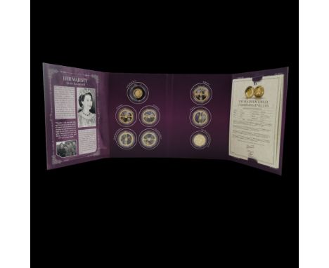 "Queen Elizabeth II: The Ultimate Platinum Jubilee Collection" coin set comprising a 9 ct gold two-crowns, six gold-plated cu