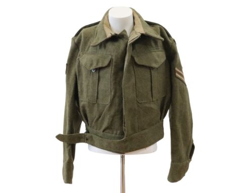 A Second World War Indian serge Battledress Blouse bearing Royal Army Service Corps, South East Asia Command, Malaya Command 