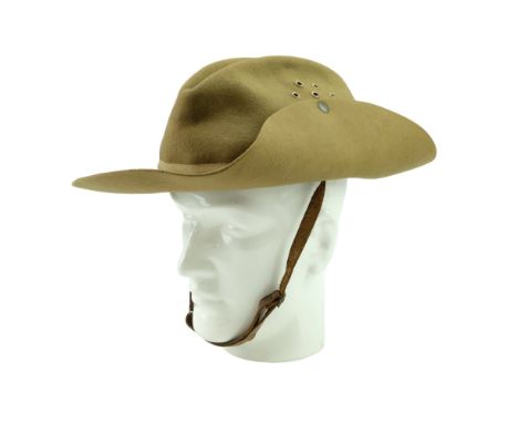 A 1945 Royal Army Medical Corps officer's bush hat, bearing the inscribed name Lieut Frith and an affixed cloth formation sig