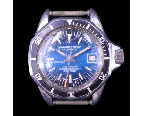 A vintage lady's Marine-Star stainless steel wristwatch, having a 17-jewel self-winding crown wound movement, luminous marker