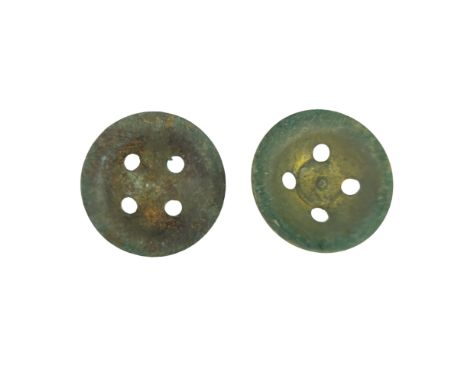 A Second World War British military escape and evasion concealable two-piece brass button magnetic compass