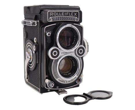 A Franke and Heidecke Rolleiflex 3.5F Model 4 twin lens reflex camera, having a Carl Zeiss Planar 1:3,5 f=75 mm, serial 3,5F 