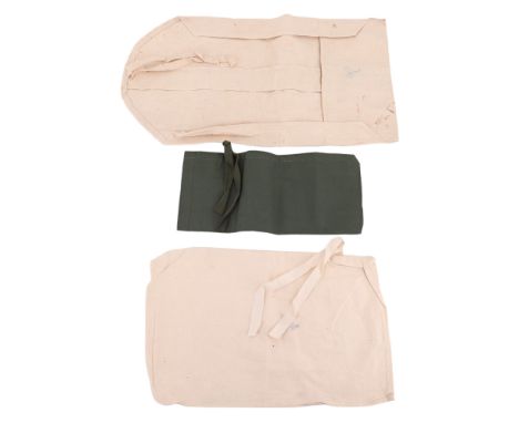 Second World War dated British army personal kit roll, mess tin cover and tropical issue waterproof personal possessions / cu