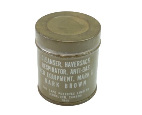 A 1945 dated tin of Canadian Army webbing equipment cleanser 
