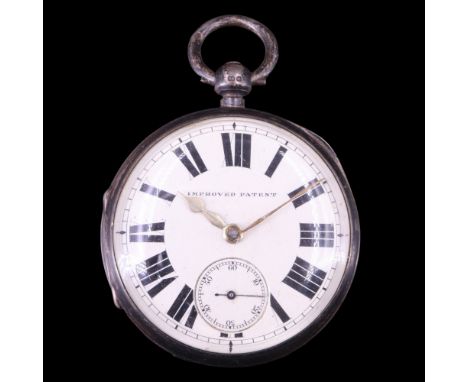  A Victorian silver "Improved Patent" key-wound pocket watch by Elias Wolfe of Sunderland, having an enamel face with bold Ro