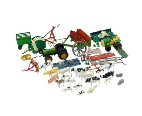 Sundry vintage farm toys including a Tonka and a Britains tractor, machinery, etc