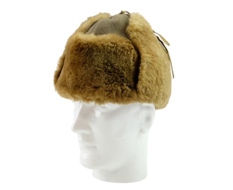  A Second World War Canadian Army cold weather fur cap dated 1943
