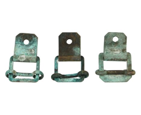 Three British Army Mk 2 Airborne Troops Steel Helmet chin strap buckles