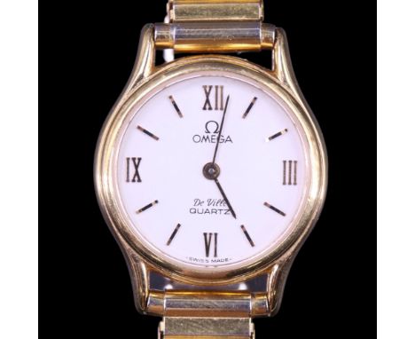An early 1980s lady's Omega De Ville gold plated quartz wristwatch 25 mm