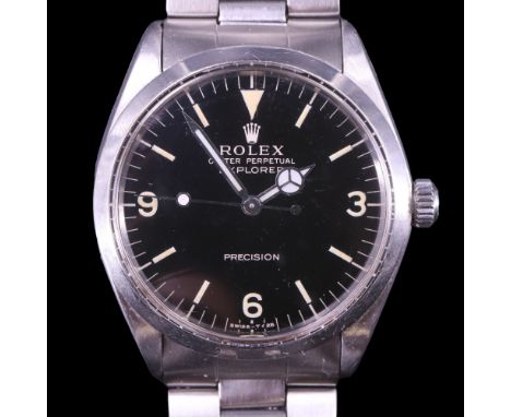 A vintage Rolex Explorer wristwatch, model 5500, 1966, serial 1418612, fitted with Rolex Oyster bracelet strap, (running) 