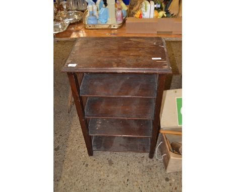 SMALL VINTAGE DARK WOOD SHELF UNIT, 54CM WIDE