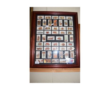 FRAMED SET OF PLAYERS CIGARETTE CARDS, FIRE ENGINE AND FIREMEN SERIES