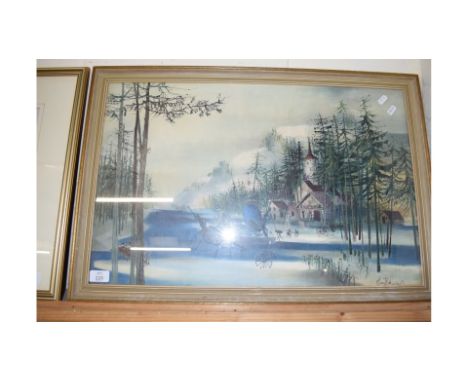 COLOURED PRINT - THE RIVER OF LIFE, FRAMED AND GLAZED