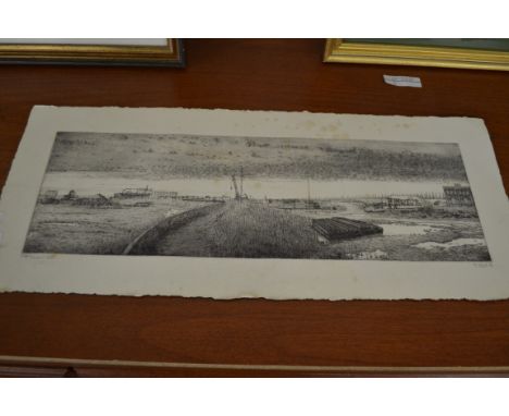 LIMITED EDITION BLACK AND WHITE PRINT, RIVERSIDE YARD, "FEBRUARY 1984", PENCIL SIGNATURE N WARD, LTD ED 5/48, UNMOUNTED AND U