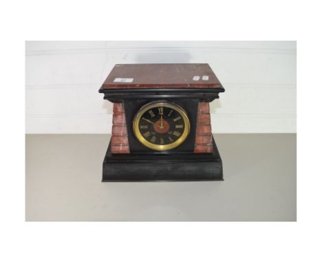 LATE 19TH CENTURY BLACK SLATE AND MARBLE MANTEL CLOCK