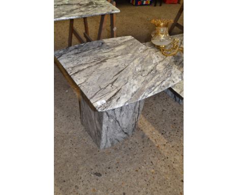 CONTEMPORARY GREY MARBLE PEDESTAL LAMP TABLE, 55CM WIDE