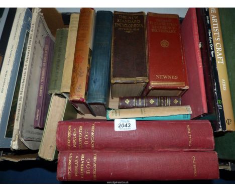 A quantity of books including Hutchinson's Popular and Illustrated Dog Encyclopedia, The Artist's Craft etc.