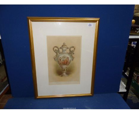 A framed and mounted Lithograph titled "Vase in China from the Royal Manufactory at Sevres" (vase Rimini) printed and publish
