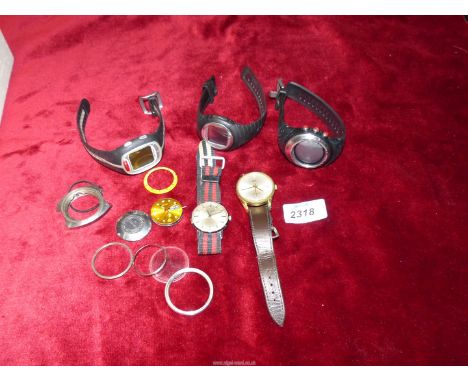 A quantity of Gents wristwatches including Astral, Ingersoll, Timex, Polar etc., all a/f., plus watch workings.