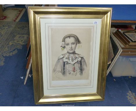 A large 19th century Lithograph by Emile Lassalle (1811-1871), La Figure-Estudes Lithographies no. 26 "Fleur De Celeste Empir