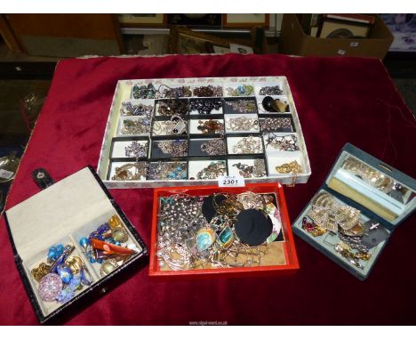 A quantity of Costume jewellery including silver mounted Millefiori pendant, vintage enamel necklaces, earrings etc.