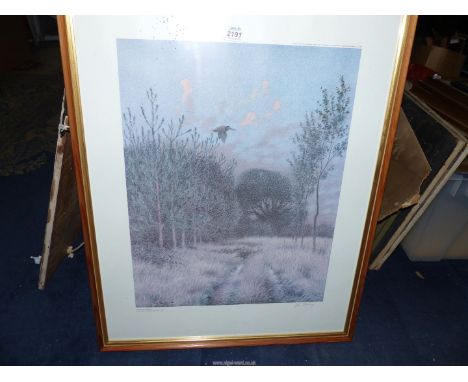 A Limited Edition print no. 61/500 of a country landscape with a Woodcock taking flight, signed John Reaney, 21 1/4'' x 26 1/