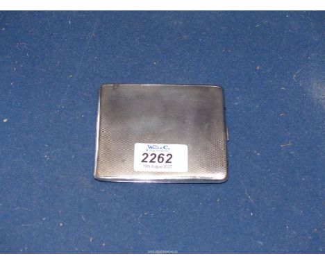 A silver cigarette case with engine turn detail, Birmingham 1927 by William Neale & Son Ltd., 114g.
