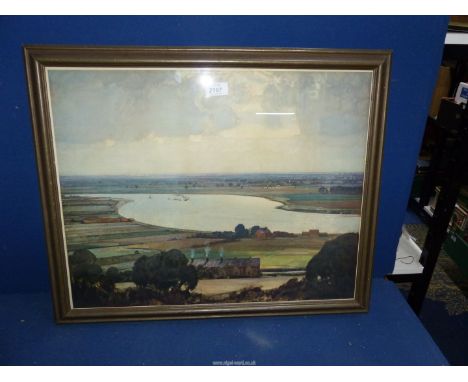 A framed Print depicting a Country landscape, no signature visible.