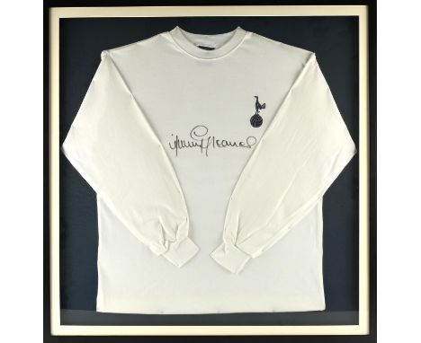 Jimmy Greaves Signed Tottenham Hotspur Shirt, framed and glazed 85x87cm.  