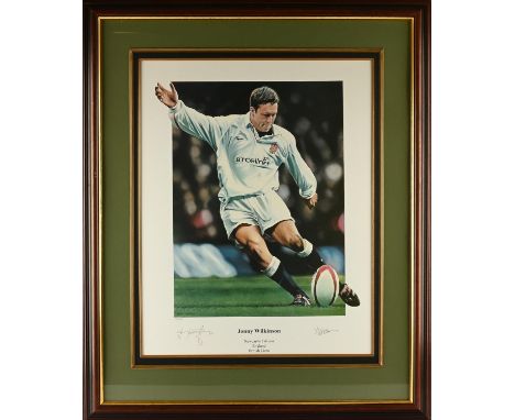 Jonny Wilkinson Signed Rugby Artwork Display - Newcastle Falcons, England, British Lions, print signed by Jonny Wilkinson and