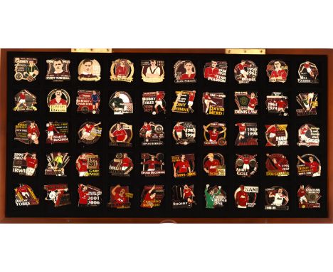 Manchester United - Danbury Mint Greatest player pin badge collection.Complete set of 50 pins housed in their original glass 