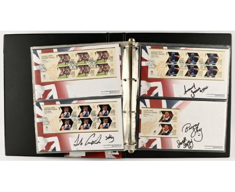 TEAM GB GOLD MEDAL WINNERS LONDON 2012 OLYMPIC GAMES STAMP COLLECTION   an A4 folder containing the first edition stamps and 