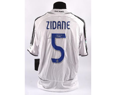 Zinedine Zidane Signed Real Madrid Shirt - Zidane number 5 Adidas Real Madrid Home Shirt, Signed in silver pen on top of numb